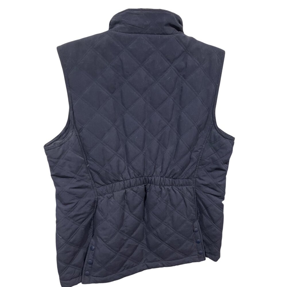 Riding Sport Quilted Navy Vest By Dover Saddlery Plaid Lining Womens Size L 26f - Picture 2 of 8